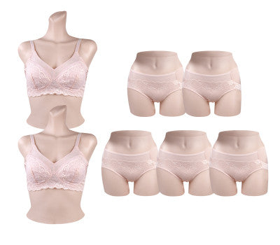 [Direct Shipping to Korea] Punggi Rayon Lace Cover Bra (2p) + Lace Cover Panty (2p) + Lace Cover Panty (3p) Set
