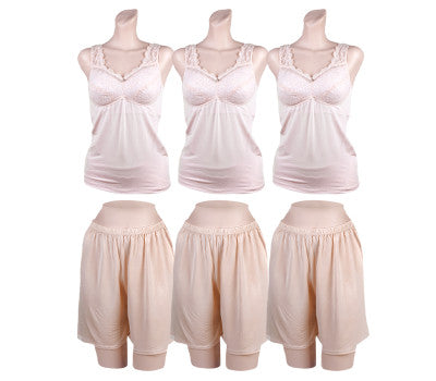 [Direct Shipping to Korea] Punggi Rayon Pointed Top Skin (3p) + Beige Undershorts (3p) Set