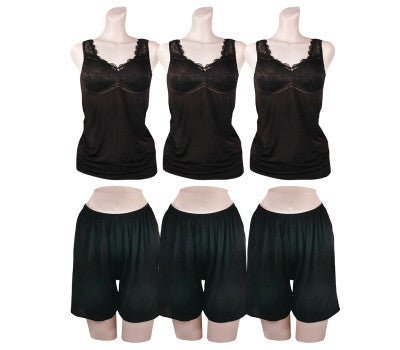 [Direct Shipping to Korea] Punggi Rayon Pointed Top Black (3p) + Black Undershorts (3p) Set