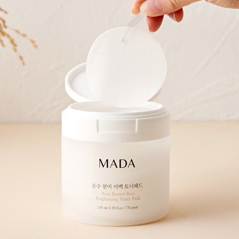 [HOT DEAL] MADA Pure Brown Rice Brightening Toner Pads 130ml (70Pads, 4.39 fl. oz) x 3ea