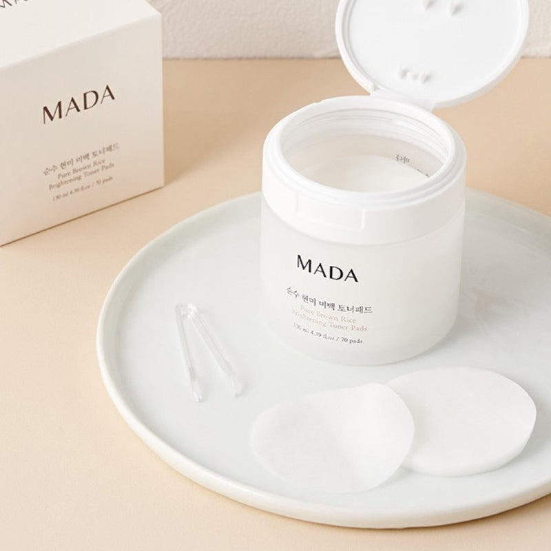 [HOT DEAL] MADA Pure Brown Rice Brightening Toner Pads 130ml (70Pads, 4.39 fl. oz) x 3ea