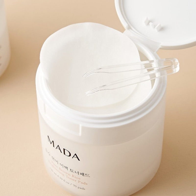 [HOT DEAL] MADA Pure Brown Rice Brightening Toner Pads 130ml (70Pads, 4.39 fl. oz) x 3ea