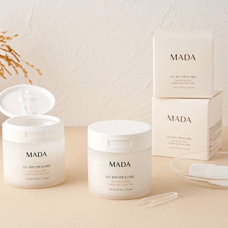 [HOT DEAL] MADA Pure Brown Rice Brightening Toner Pads 130ml (70Pads, 4.39 fl. oz) x 3ea