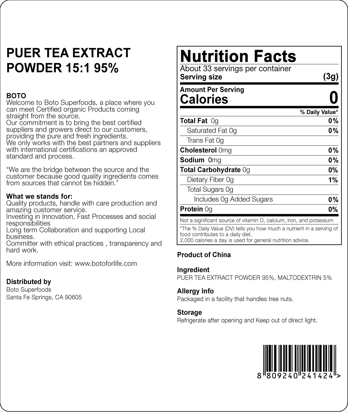 [MJ] BOTO Natural Pu'er Tea Extract Powder 100g