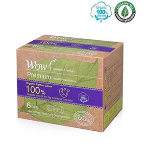 Dongsung WOW Premium 100% Organic Sanitary Pads - Overnight (6-pack)