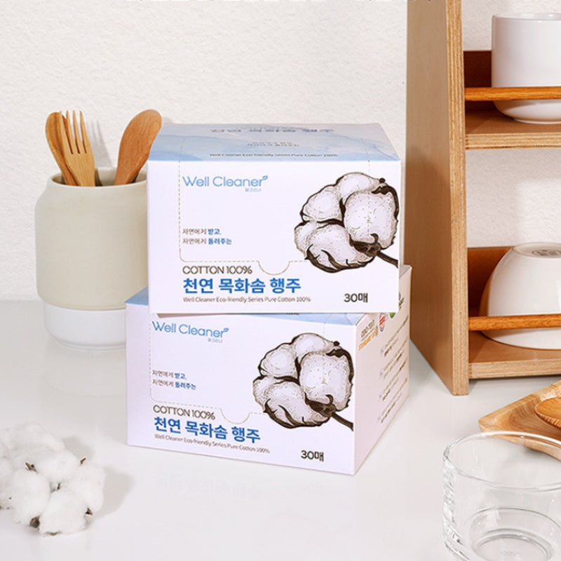 Well Cleaner - 30 Natural Cotton Dishcloths (100% Cotton)