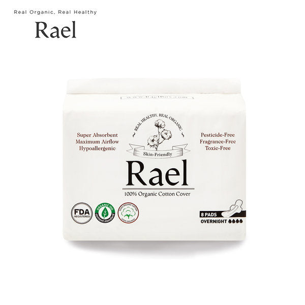 Rael Organic Cotton Sanitary Pads Overnight 8p * 2 Packs