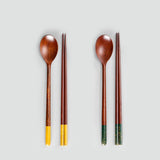 Chilmong Geumsu Gangsan Lacquerware Cutlery Set (2 Spoons + 2 Chopsticks) (Color Selection)