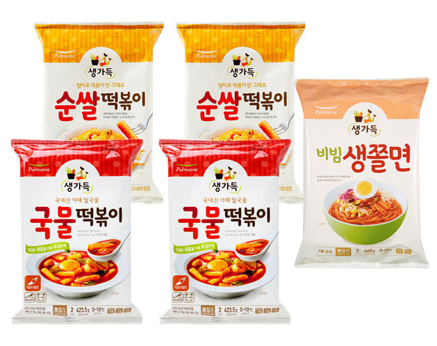 [Free Separate Shipping] Pulmuone Jjolmyeon and Tteokbokki Set (Soup Tteokbokki 2 Packs, Pure Rice Tteokbokki 2 Packs, Fresh Jjolmyeon 1 Pack)