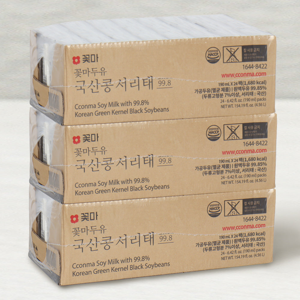 [Free Separate Shipping] Kkotma Soy Milk Domestic Seoritae 99.8% (190ml x 24 packs x 3 boxes) Expiration Date: March 20, 2026