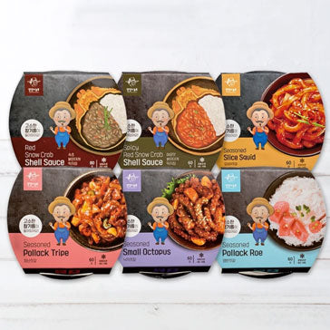 [Free Separate Shipping] Sokcho Red Snow Crab Shell Paste + Spicy Red Snow Crab Shell Paste + Salted Pollock Roe + Salted Octopus + Salted Squid + Salted Cod Roe, 3 of each