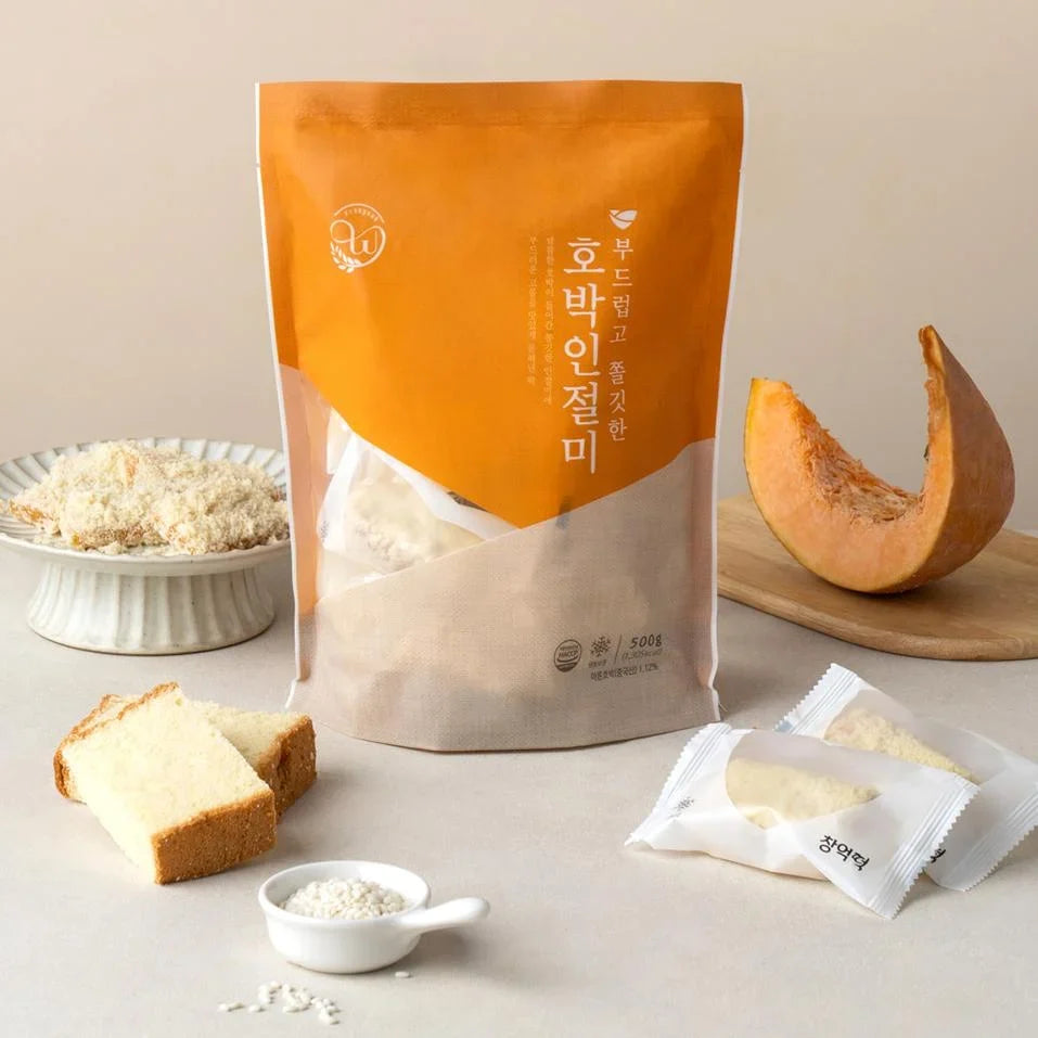 [Free Separate Shipping][Kkotma Fresh] Chang-eok Rice Cake Pumpkin Injeolmi + Mung Bean Sesame Glutinous Rice Cake (1kg_Total 2 Packs)