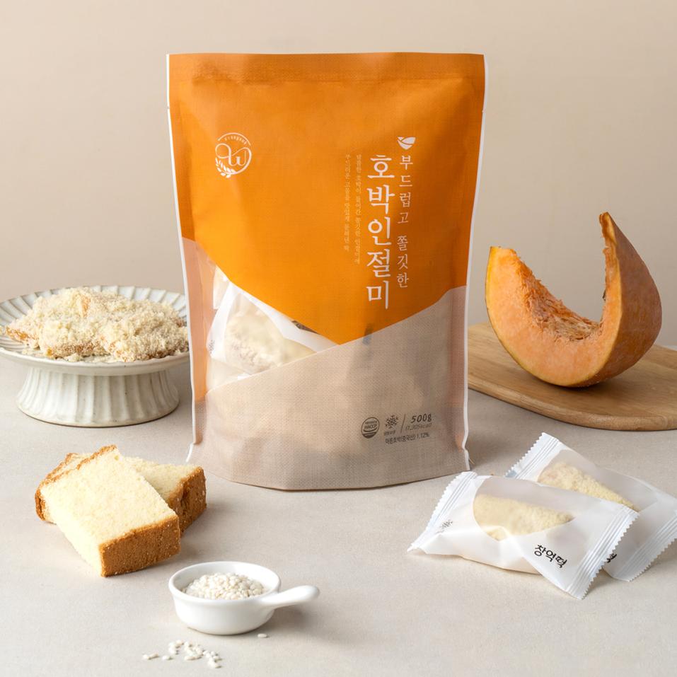 [Free Separate Shipping][Kkotma Fresh] Chang-eok Rice Cake Pumpkin Injeolmi 1kg (Total 2 Packs)
