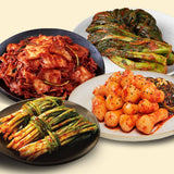 [Free Separate Shipping] Yesodam Kimchi 4-Variety Set 4kg (Young Radish Kimchi 1kg + Green Onion Kimchi 1kg + Mustard Leaf Kimchi 1kg + Spicy Sliced Silbi Kimchi 1kg)
