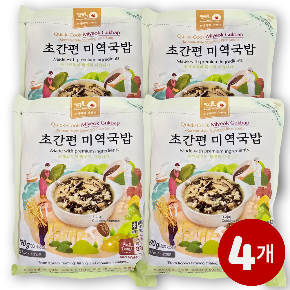 [Free Separate Shipping][Kkotma Fresh] Piagol Miseon's Super Easy Seaweed Soup Rice Set (4 Packs)