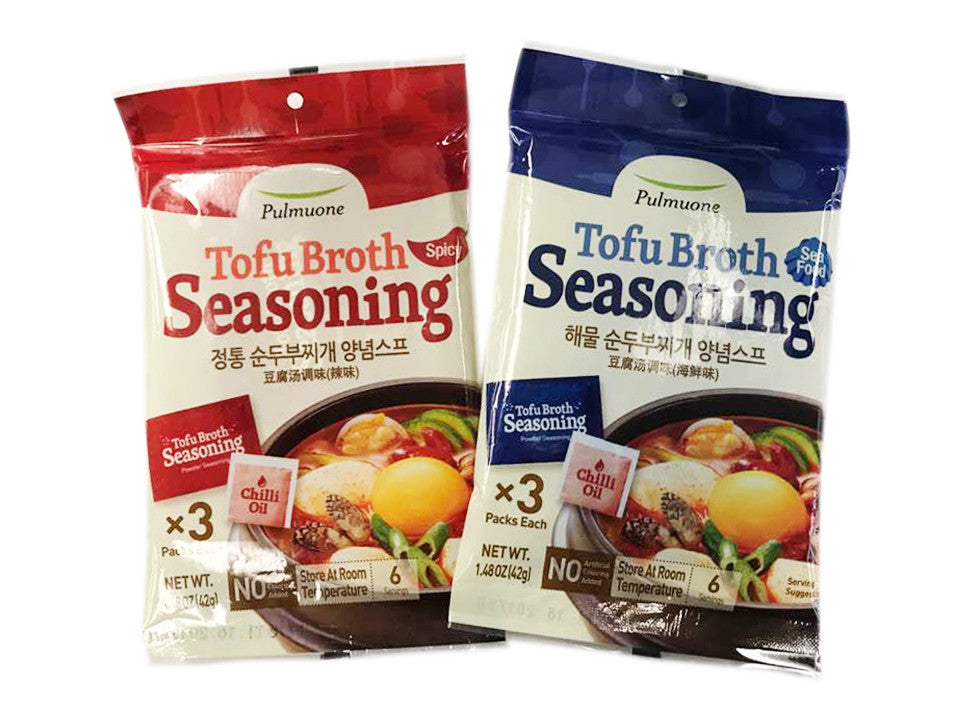 [Pulmuone] Soft Tofu Stew Seasoning Set (Traditional*2 packs, Seafood*2 packs)
