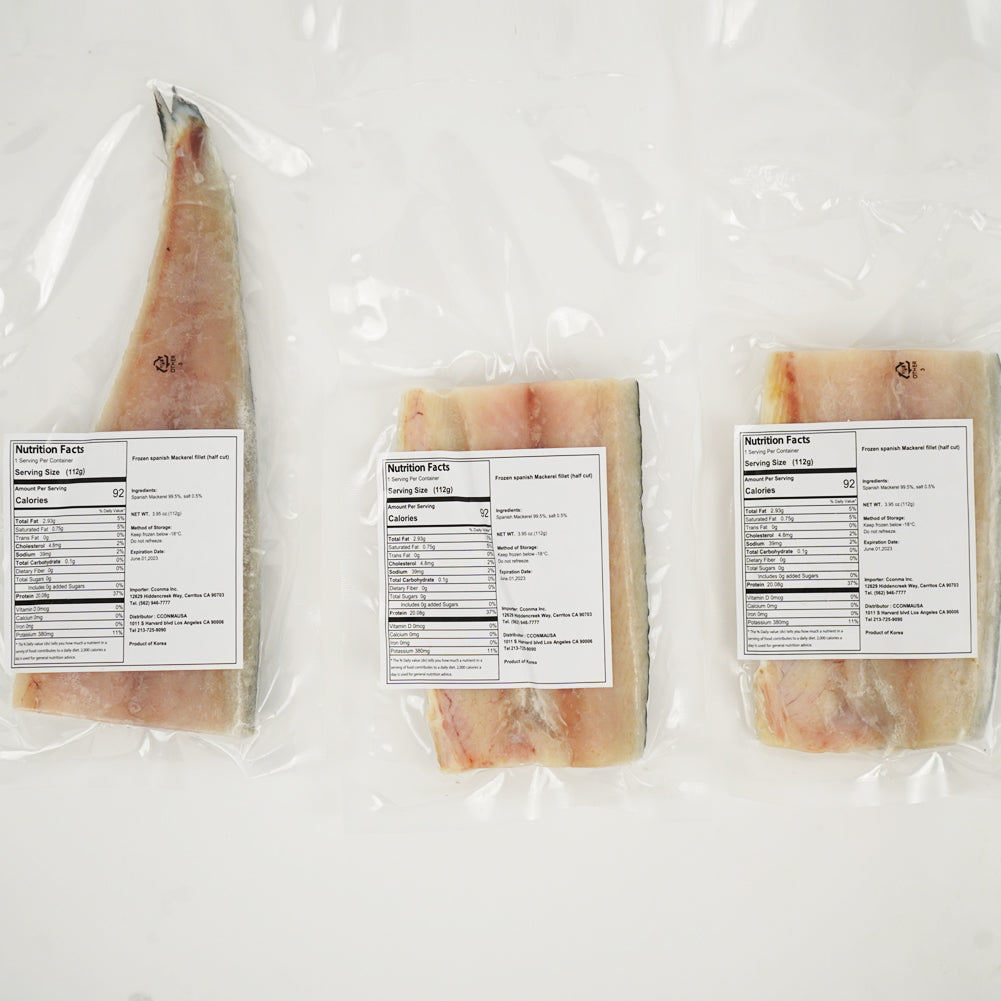 [Free Separate Shipping] Korean Spanish Mackerel Fillet Half-Cut 3kg (24~30 Packs)