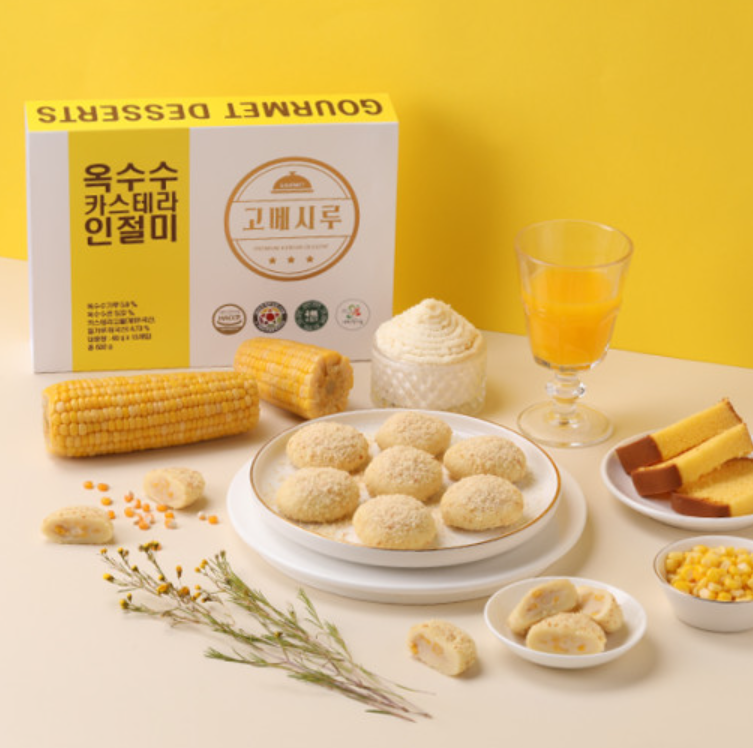 [MILLS EXPRESS] Gourmet Sweet Corn Castella Rice Cake (Injeolmi) 600g (15 cakes)
