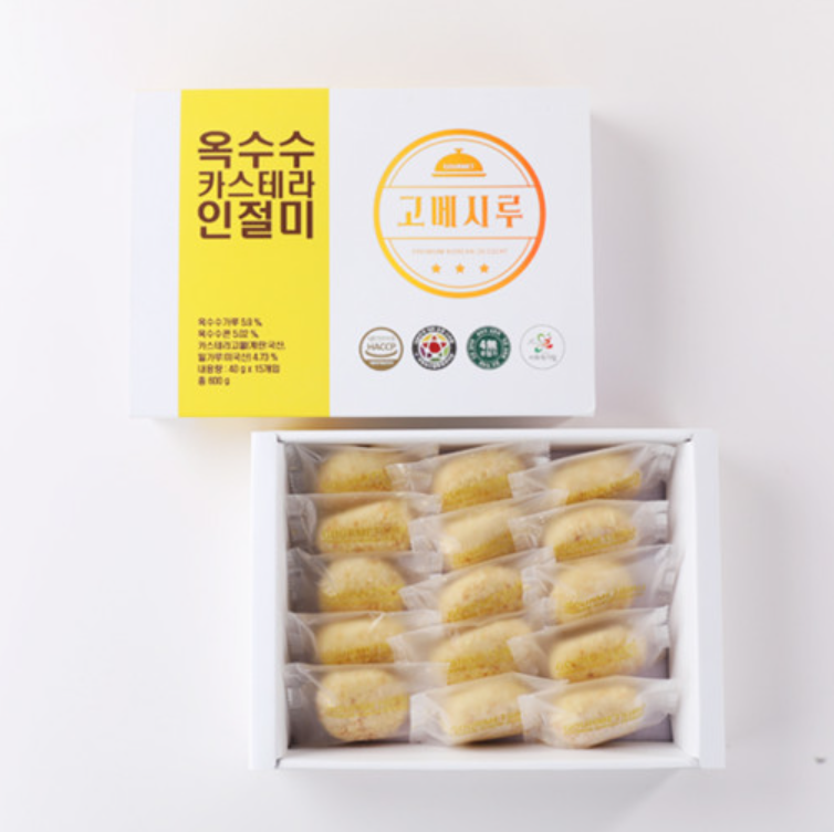 [MILLS EXPRESS] Gourmet Sweet Corn Castella Rice Cake (Injeolmi) 600g (15 cakes)