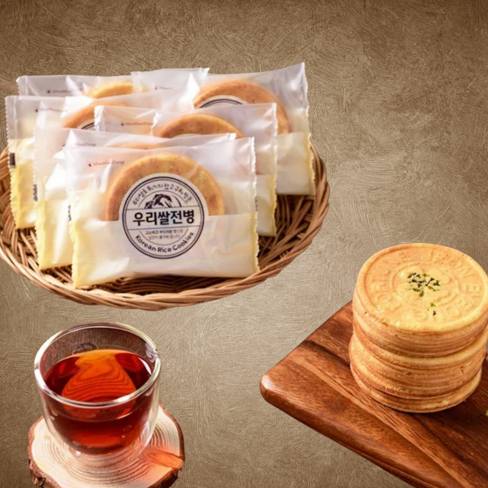 ShinHwaDang Korean Rice Cookie Gift Set (Almond, Green Laver, & Black Sesame)