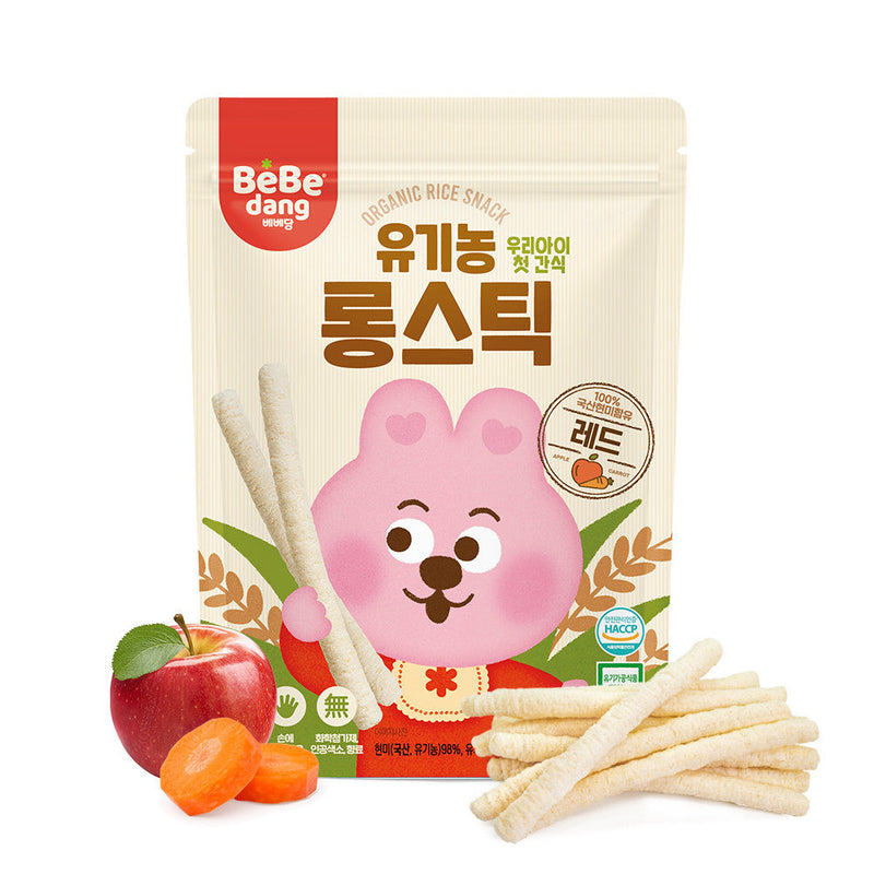 BEBEDANG Organic Rice Snack Long Sticks (Apple & Carrot) 30g