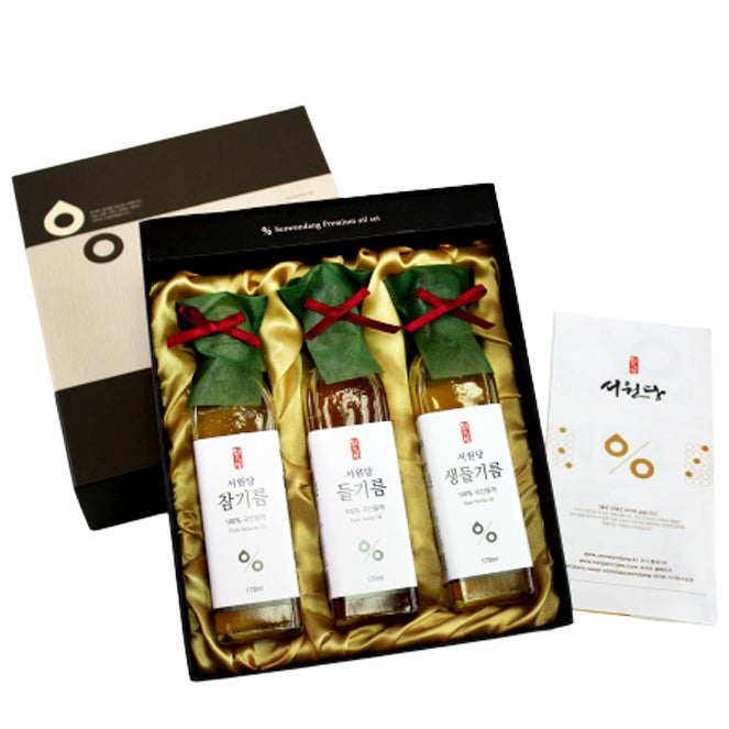 [CLEARANCE SALE] Seowon-Dang Oil 3-Set (Sesame Oil 170ml + Perilla Oil 170ml + Pure Perilla Oil 170ml) (Expiration Date: 7/1/2021)