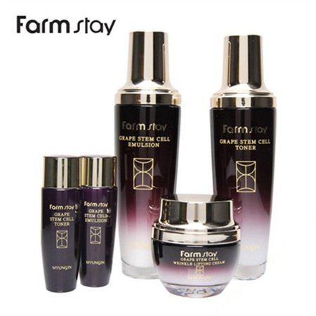 Farmstay Grape Stem Cell Skin Care Set (5 items total) + Free Aloe Vera 100% Soothing Gel