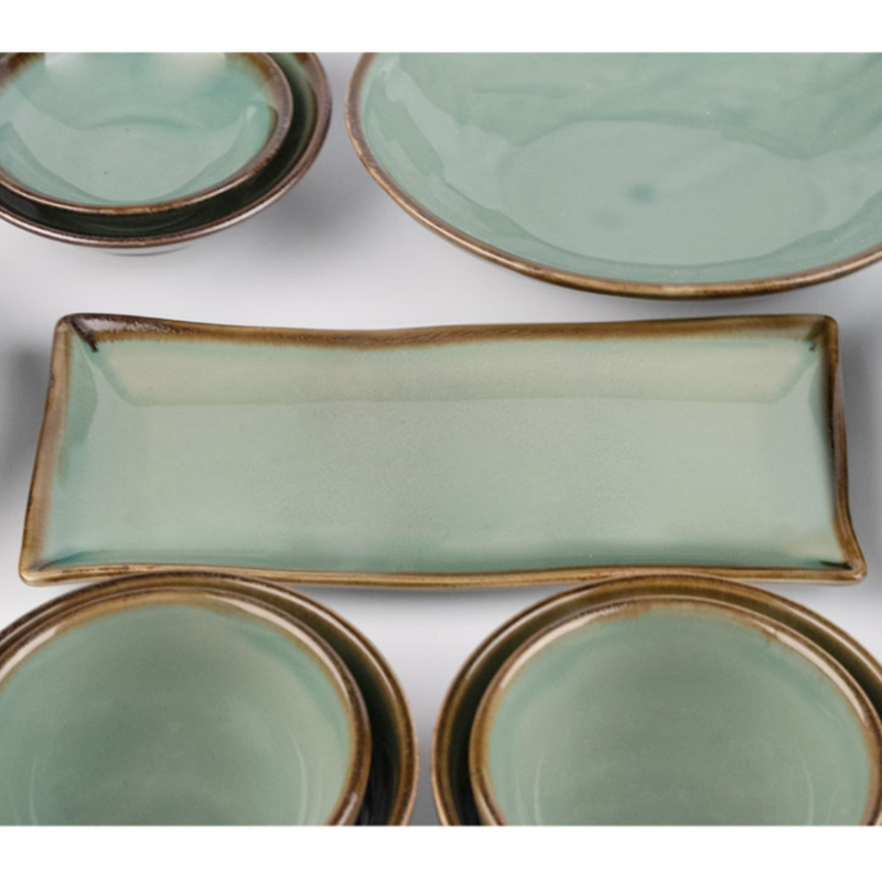 Dangozai Celadon Rectangular Plate Set (2 Medium & 2 Large)