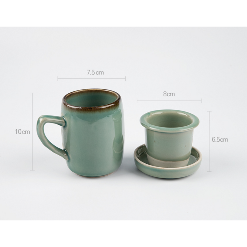 Dangozai Celadon Tea Mug Set for 2 (Tea Mug, Infuser, Lid x 2)