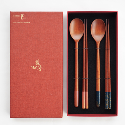 CHILMONG Lacquered Wooden Spoon Chopsticks Set 2 sets per box