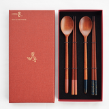 CHILMONG Lacquered Wooden Spoon + Chopsticks Set (2 sets per box) Color Options Available