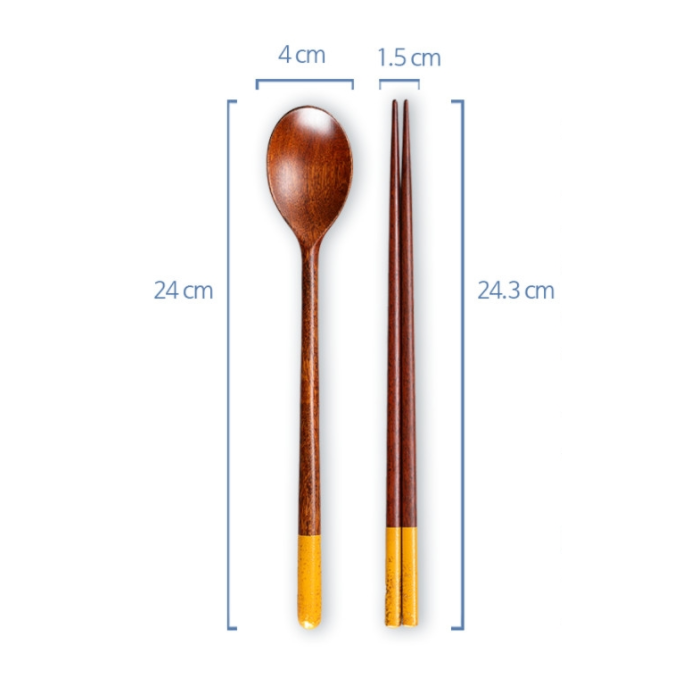 CHILMONG Lacquered Wooden Spoon + Chopsticks Set (2 sets per box) Color Options Available