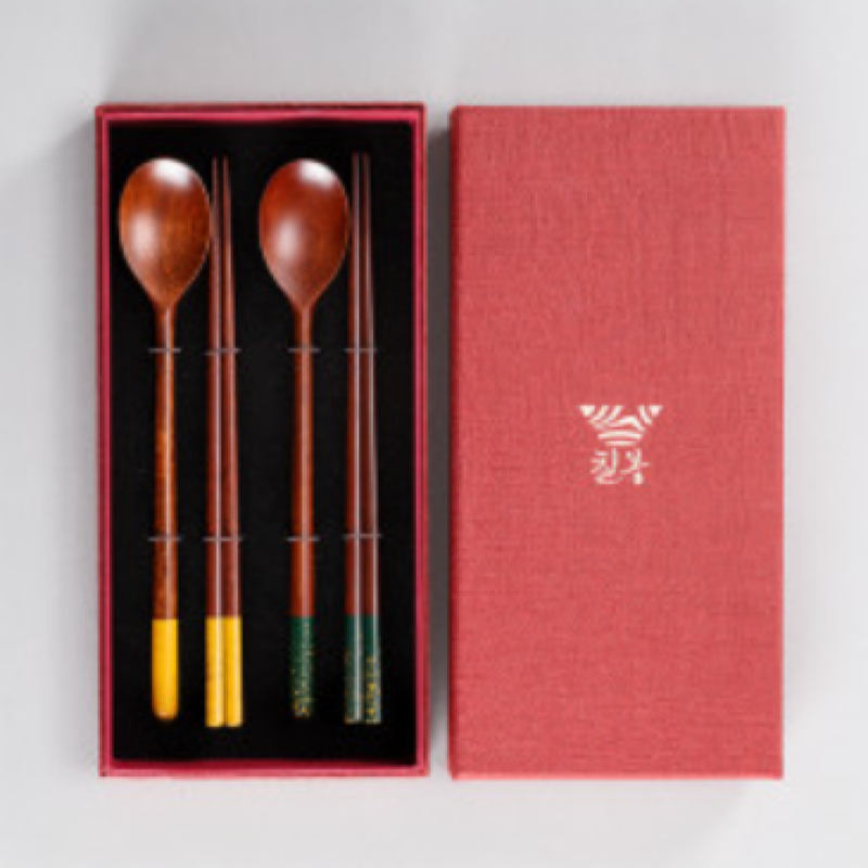CHILMONG Lacquered Wooden Spoon + Chopsticks Set (2 sets per box) Color Options Available