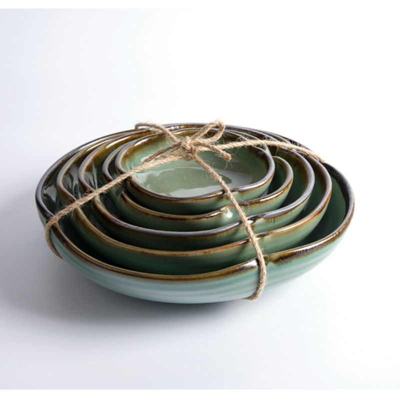 Dangozai Four-Leaf Clover Shaped Celadon 5-Banchan Plate Set (Size 0~4)