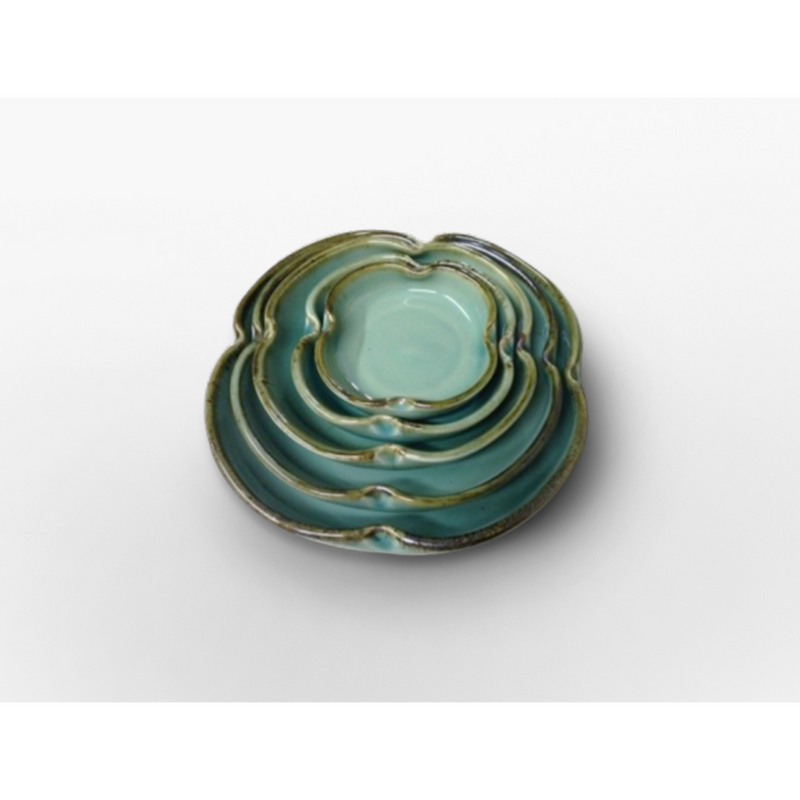 Dangozai Four-Leaf Clover Shaped Celadon 5-Banchan Plate Set (Size 0~4)
