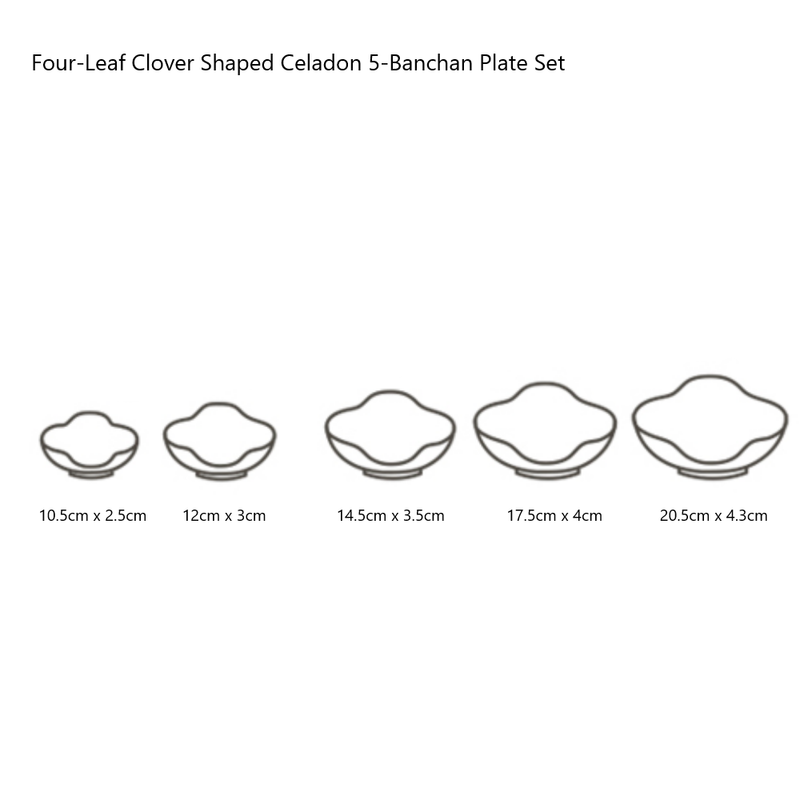 Dangozai Four-Leaf Clover Shaped Celadon 5-Banchan Plate Set (Size 0~4)