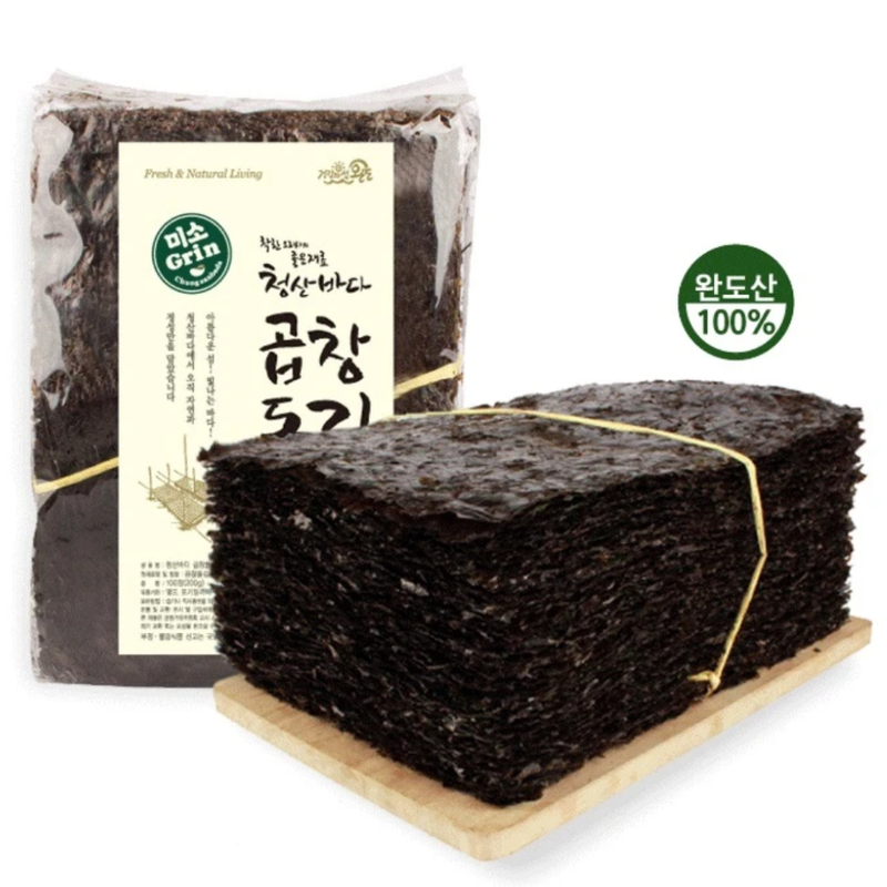 Chungsanbada Premium Roasted Laver (Gopchang Dol Gim) 200g (100 Pieces)