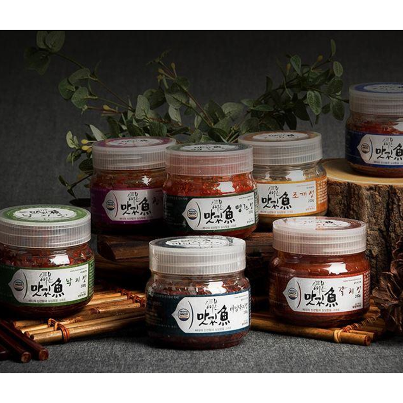 [SEPARATE FREE SHIPPING] Hyosong Salted Seasoned Seafood (Jeotgal) Set 200g Each (6 Types)