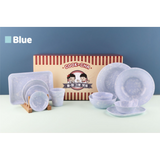 Korean Retro Melamine 19-Piece Full Dining Set (Color Options: Green, Brown, Blue)