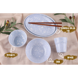 Korean Retro Melamine 19-Piece Full Dining Set (Color Options: Green, Brown, Blue)