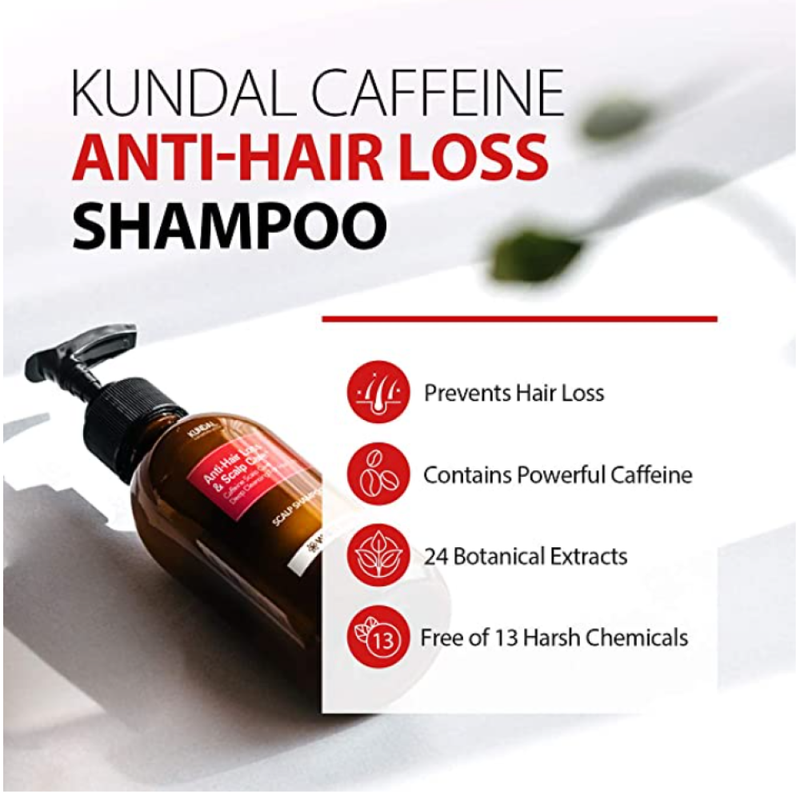 KUNDAL Caffeine ANTI-HAIR LOSS Shampoo Scalp Care Deep Cleansing (Baby Powder Scent) 16.90 fl oz