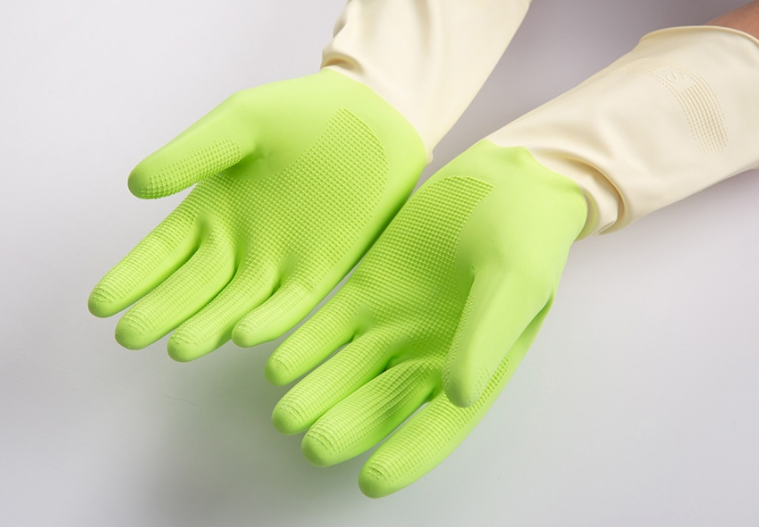 Two Color Rubber Gloves - 2 pairs per Order (Medium or Large)