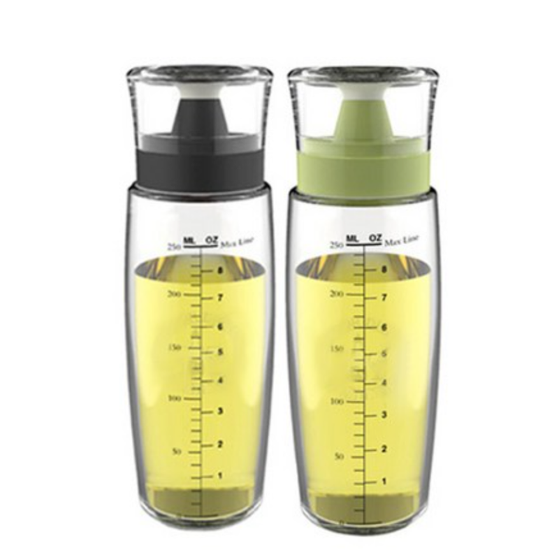 SINO GLASS 2-Pack Oil & Vinegar Glass Dispenser Bottles with Leak Proof Silicone Caps