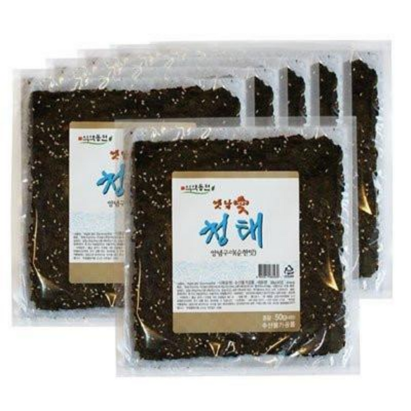 Traditional Red Pepper Paste Seasoned Seaweed (Cheongtae) 6 Bags per Box (24 sheets total)