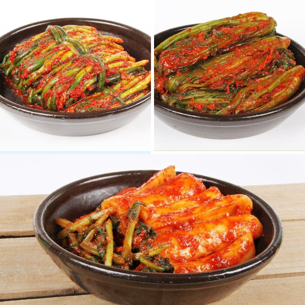 *LIMITED TIME OFFER* [SEPARATE FREE SHIPPING] BONGHWA COUNTY's Herbal Kimchi Set (Ponytail Radish Kimchi + Green Onion (Pa) Kimchi + Leaf Mustard (Gat) Kimchi