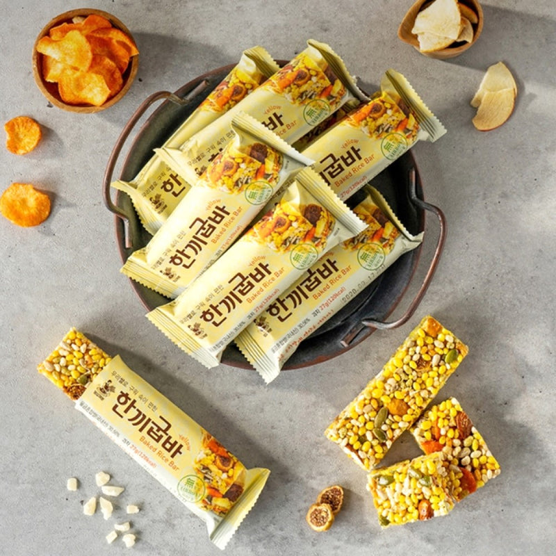 MYUNGSUNG Baked Rice Bar Yellow 27g x 12 Bars in a box