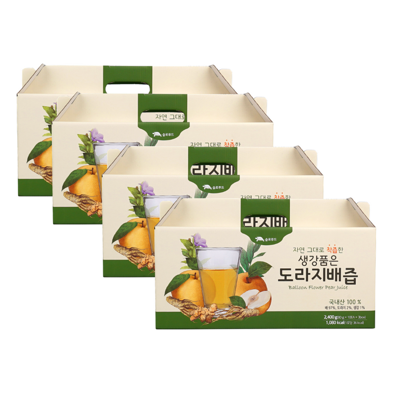 [SEPARATE FREE SHIPPING] Hadong Pear, Ginger, Bellflower Root Juice100ml (30 Packs per Box at 4 Boxes)