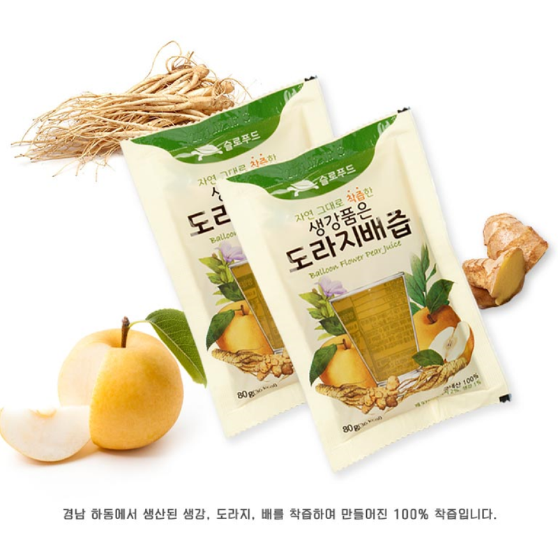 HADONG Pear, Ginger, Bellflower Root Juice 100ml (30 Packs per Box)