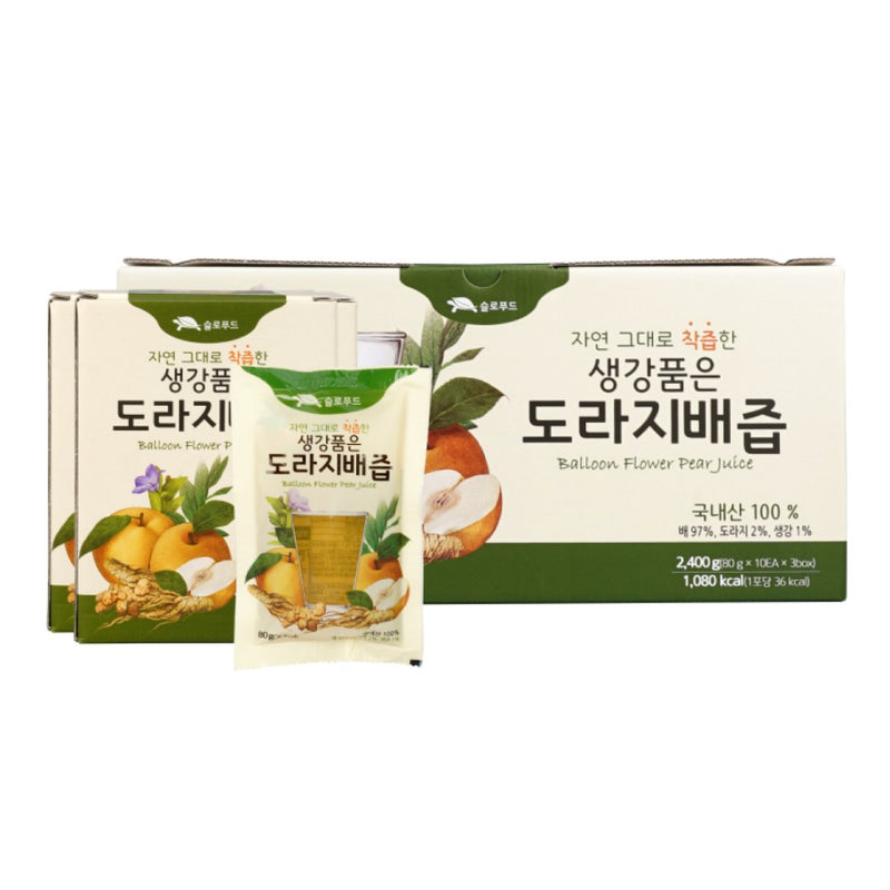 HADONG Pear, Ginger, Bellflower Root Juice 100ml (30 Packs per Box)