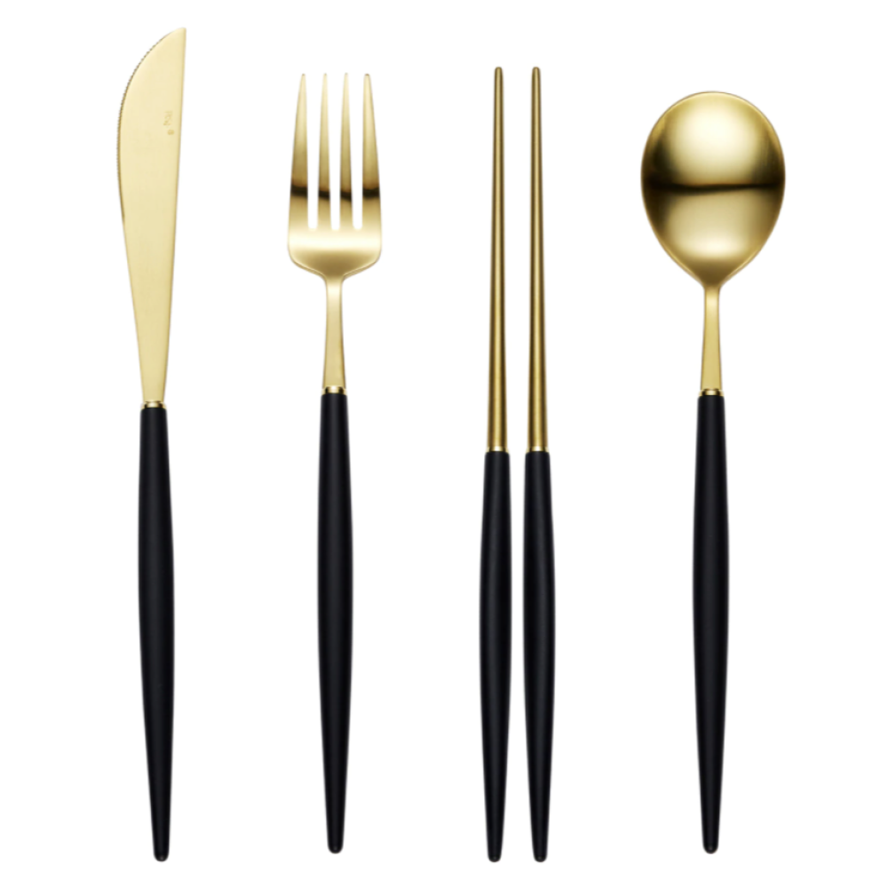 [HANKOOK CHINAWARE] BOGEN Eiffel Gold Cutlery Set with K-Spoon (4 Color Options)